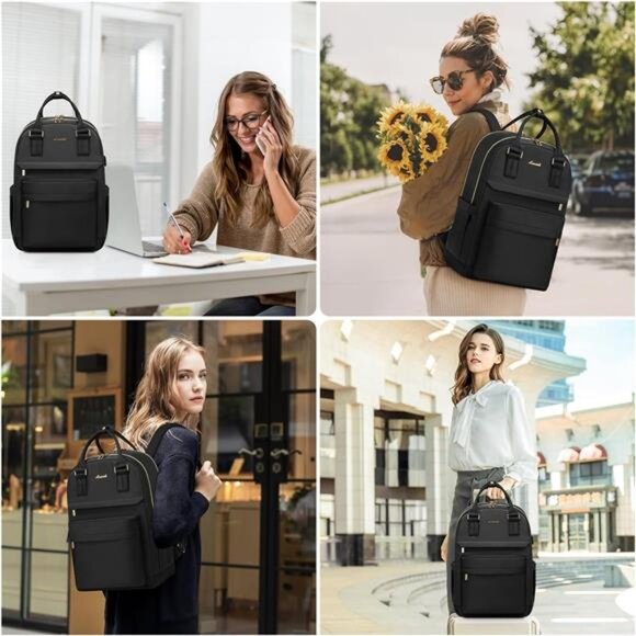 Laptop Backpack for Women 15.6 Inch, Black main image 6